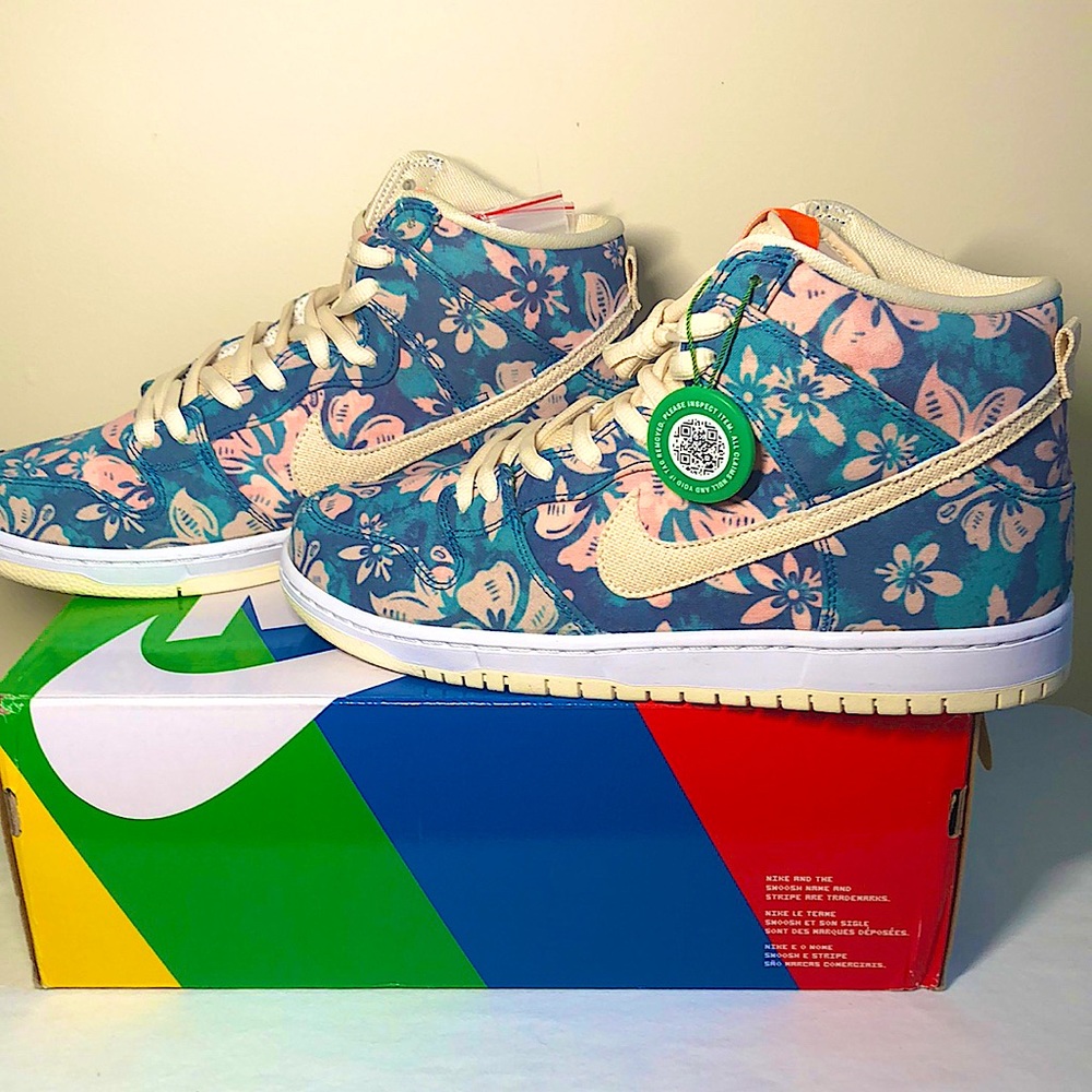 Nike Hi SB Dunk High Pro QS Aquamarine Hawaiian Cream Men’s Shoes Size 10.5 - Picture 2 of 16